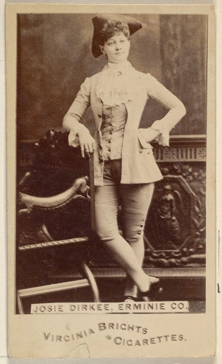 Josie Dirkee, Erminie Co., from the Actors and Actresses series (N45, Type 6) for Virginia Brights Cigarettes — Allen & Ginter