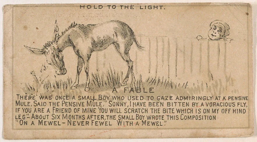 A Fable, from the Magic Changing Cards series (N223) issued by Kinney Tobacco Company — Kinney Brothers Tobacco Company