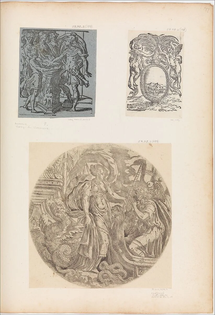 Emblem from a Book with Putti and a Unicorn — Anonymous, Italian, 16th century