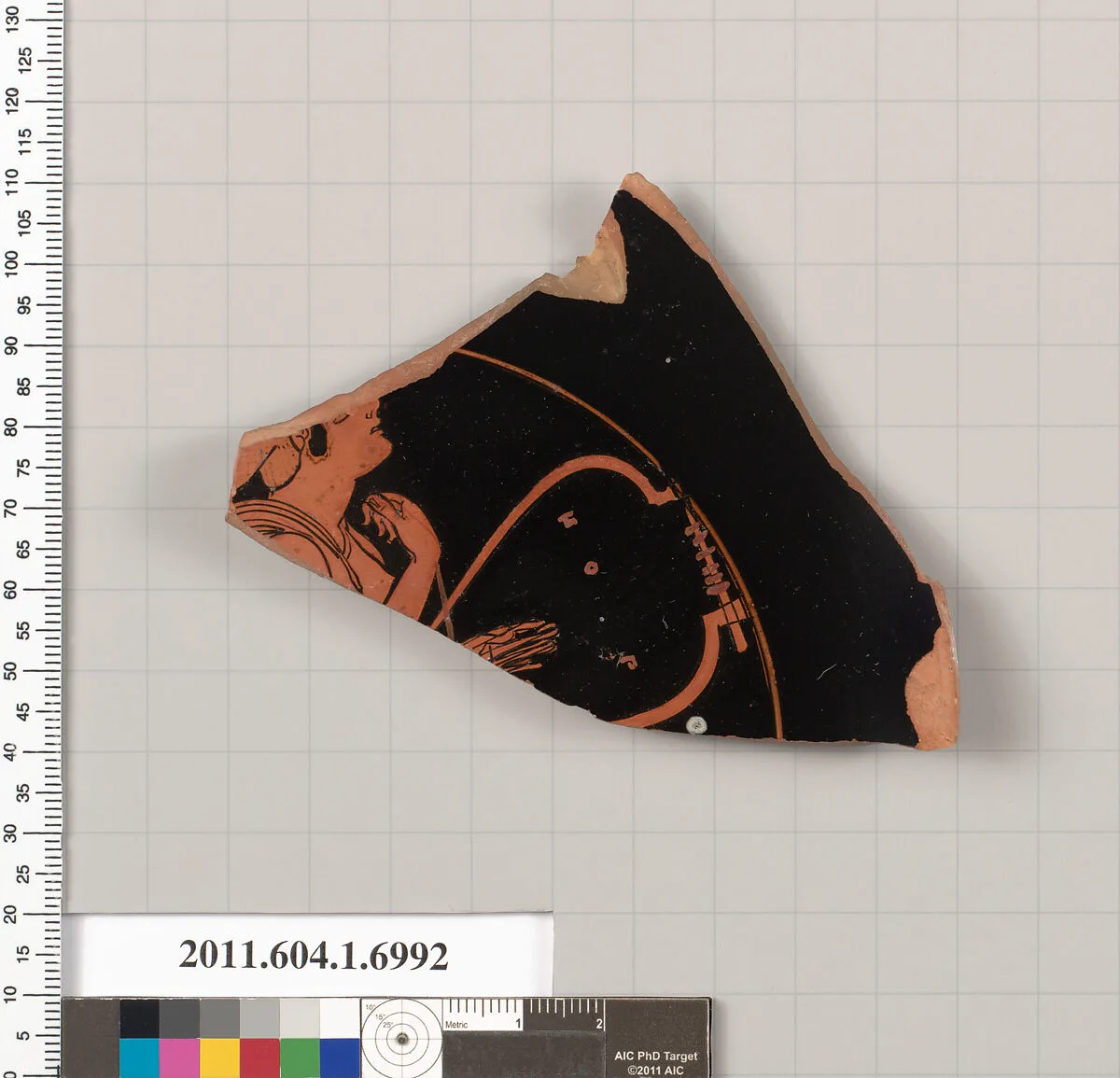 Terracotta fragment of a kylix (drinking cup) — Douris