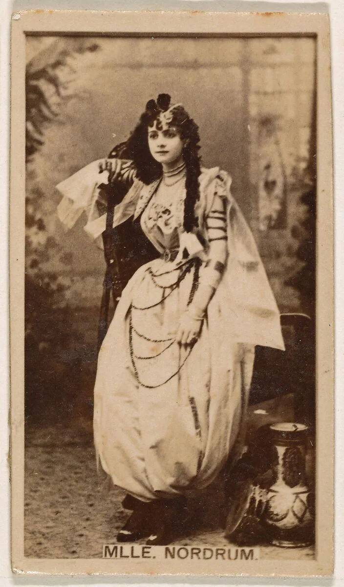 Mlle. Nordrum, from the Actresses series (N245) issued by Kinney Brothers to promote Sweet Caporal Cigarettes — Kinney Brothers Tobacco Company