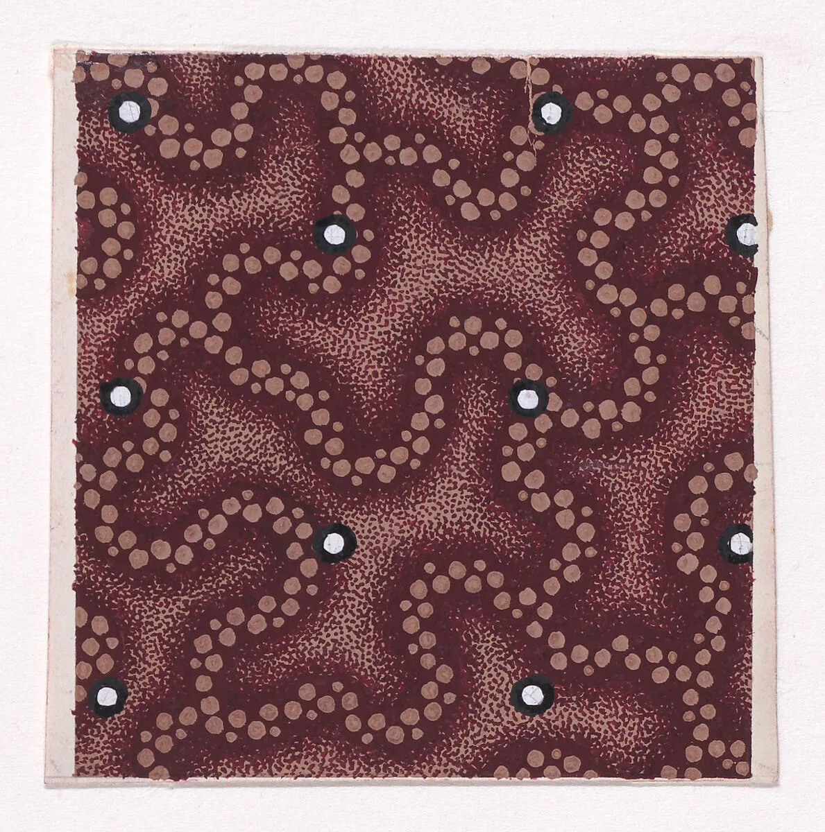 Textile Design with Alternating Vertical and Horizontal Rows of Pearls Over a Vermicular Pattern Formed with Dotted Lines — Anonymous, Alsatian, 19th century