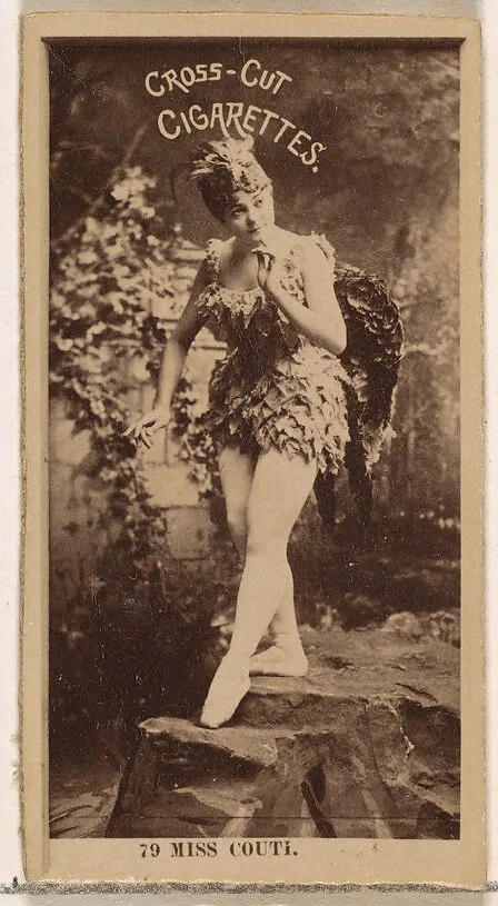Card Number 79, Miss Couti, from the Actors and Actresses series (N145-2) issued by Duke Sons & Co. to promote Cross Cut Cigarettes — W. Duke, Sons & Co.