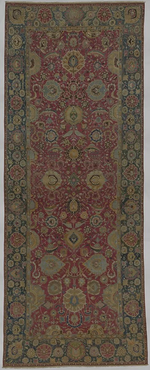 Indo-Persian carpet with vine scroll and palmette pattern — Unknown