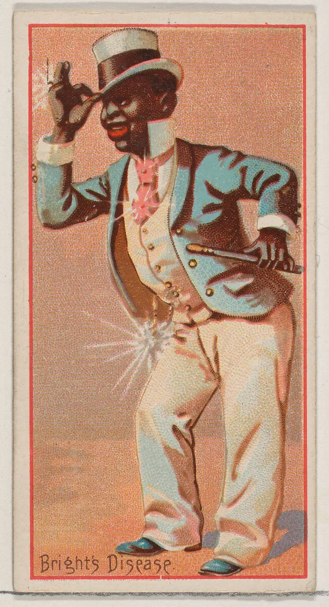 Caricatured figure / Bright's Disease, from the Jokes series (N87) for Duke brand cigarettes — W. Duke, Sons & Co.|George S. Harris & Sons