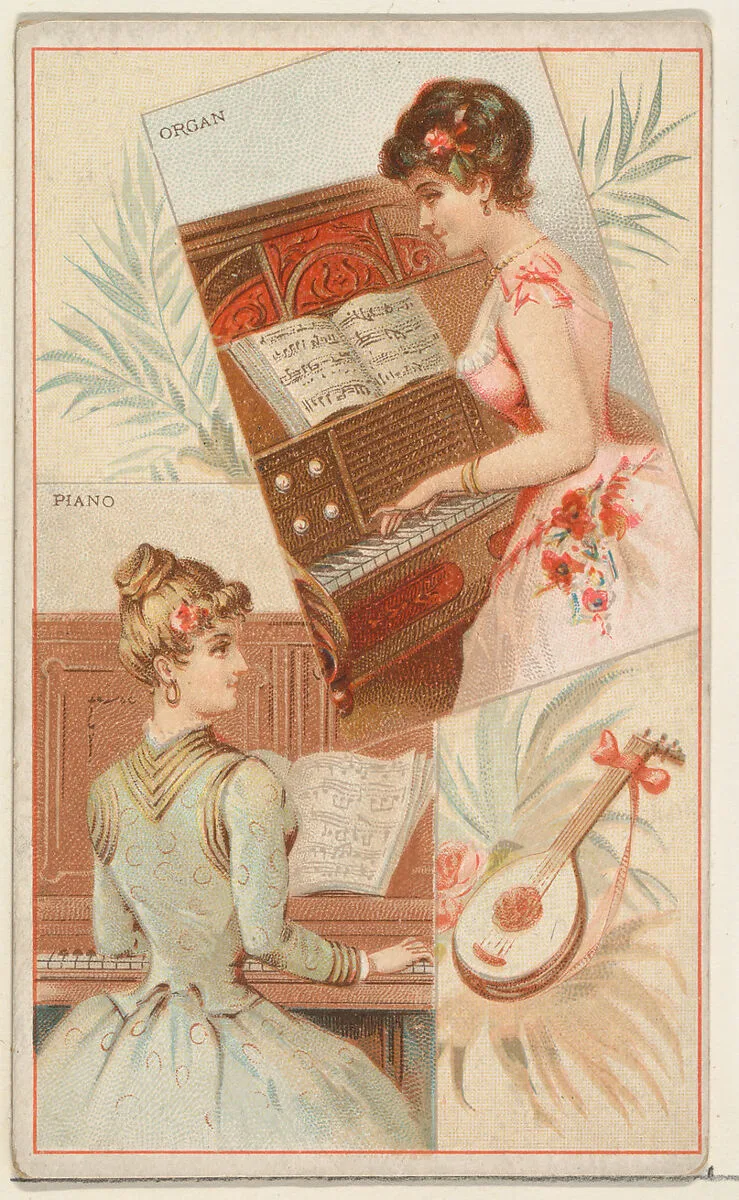 Piano and Organ, from the Musical Instruments series (N121) issued by Duke Sons & Co. to promote Honest Long Cut Tobacco — W. Duke, Sons & Co.|Schumacher & Ettlinger