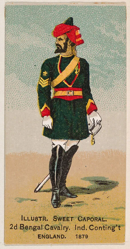2nd Bengal Cavalry, Ind. Conting't, England, 1879, from the Military Series (N224) issued by Kinney Tobacco Company to promote Sweet Caporal Cigarettes — Kinney Brothers Tobacco Company