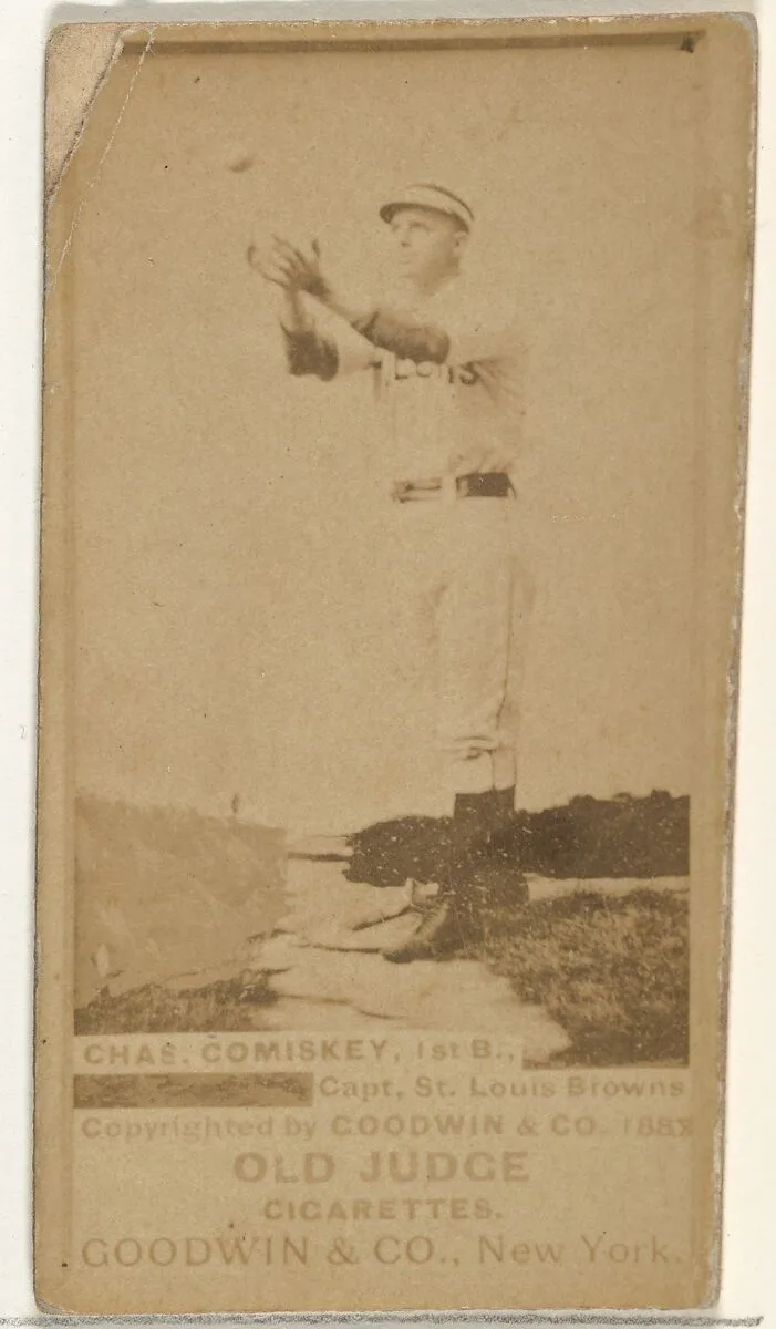 Charles Albert "The Old Roman" Comiskey, 1st Base and Manager, St. Louis Browns, from the Old Judge series (N172) for Old Judge Cigarettes — Goodwin & Company