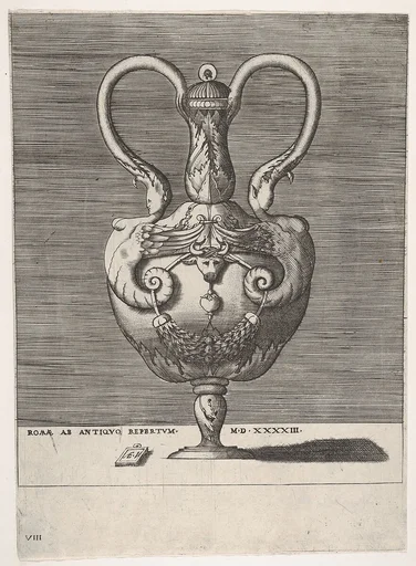 Antique Lidded Vase with Two Handles emerging from the Heads of Hybrid Female Sphinxes, from Vases after the Antique