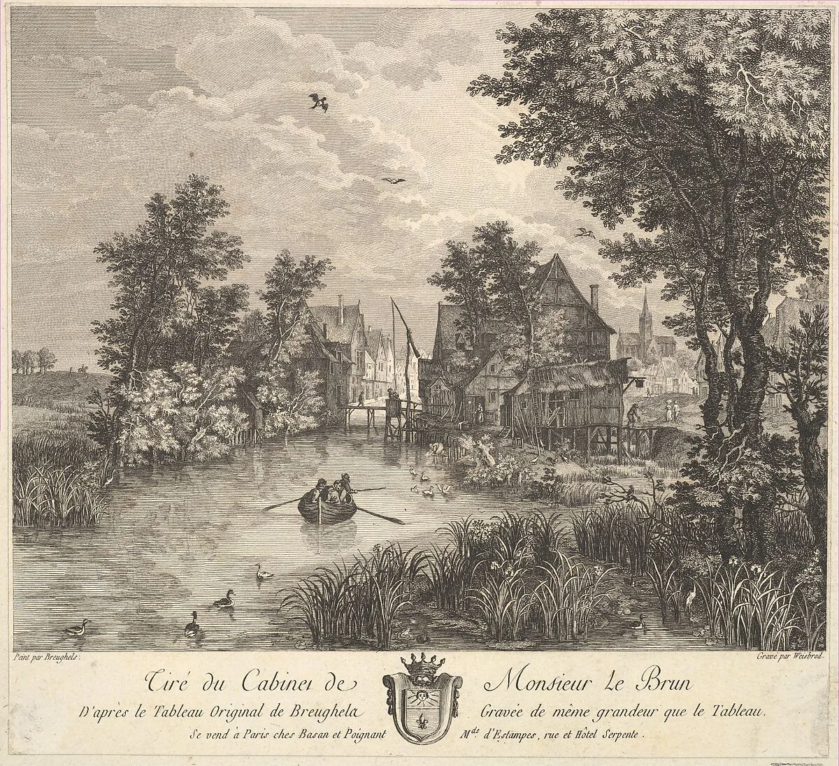 River landscape after a painting in the cabinet of Mr. Le Brun — Jan Brueghel the Elder|Carl Wilhelm Weisbrod