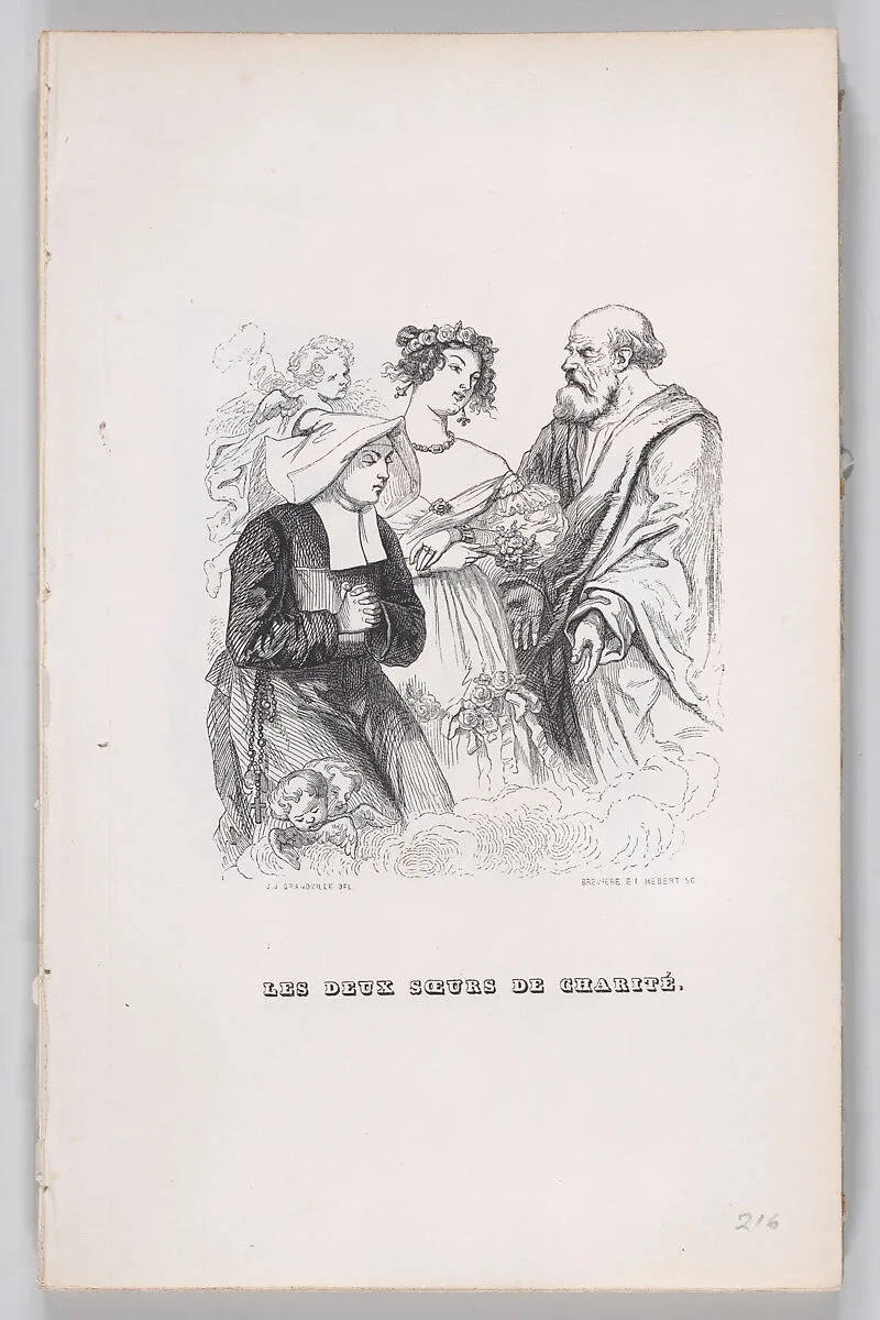 "The Two Sisters of Charity" from The Complete Works of Béranger — Fournier & Perrotin|Louis-Henri Brevière|J. J. Grandville|César-Auguste Hébert|Pierre Jean de Béranger