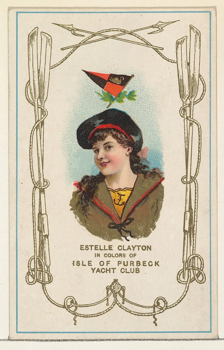 Estelle Clayton in Colors of the Isle of Purbeck Yacht Club, from the Yacht Colors of the World series (N140) issued by Duke Sons & Co. to promote Honest Long Cut Tobacco — W. Duke, Sons & Co.