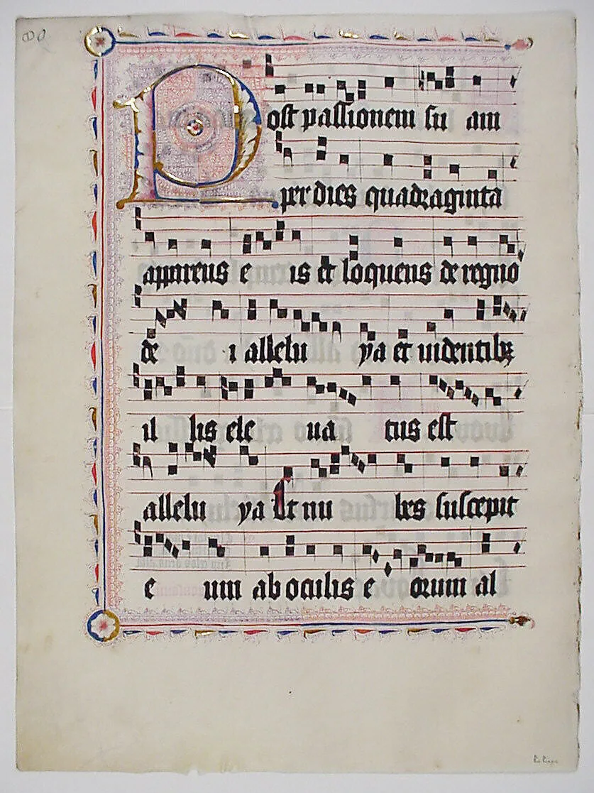 Manuscript Leaf with Initial P, from an Antiphonary — Unknown