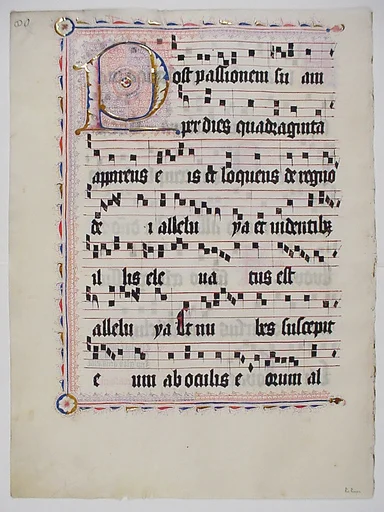 Manuscript Leaf with Initial P, from an Antiphonary