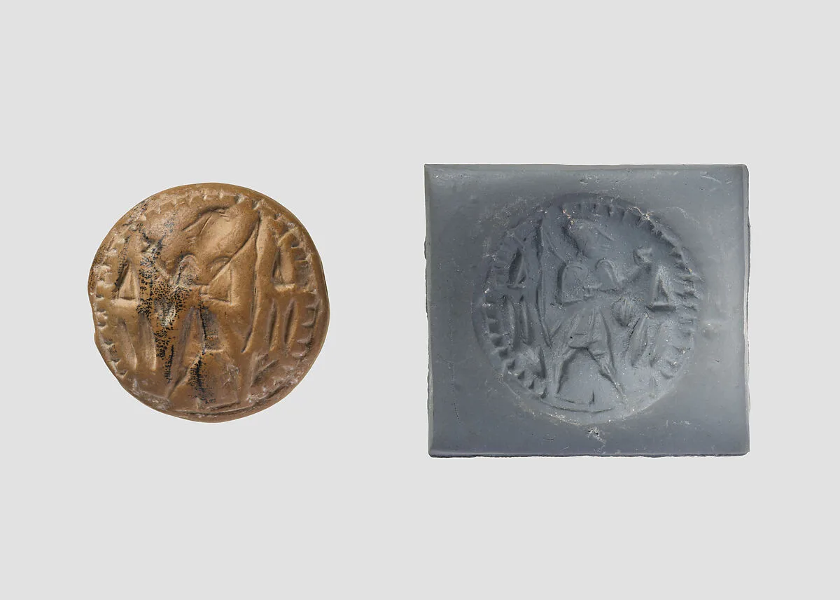 Double convex discoid (bulla) seal engraved on two faces — Unknown