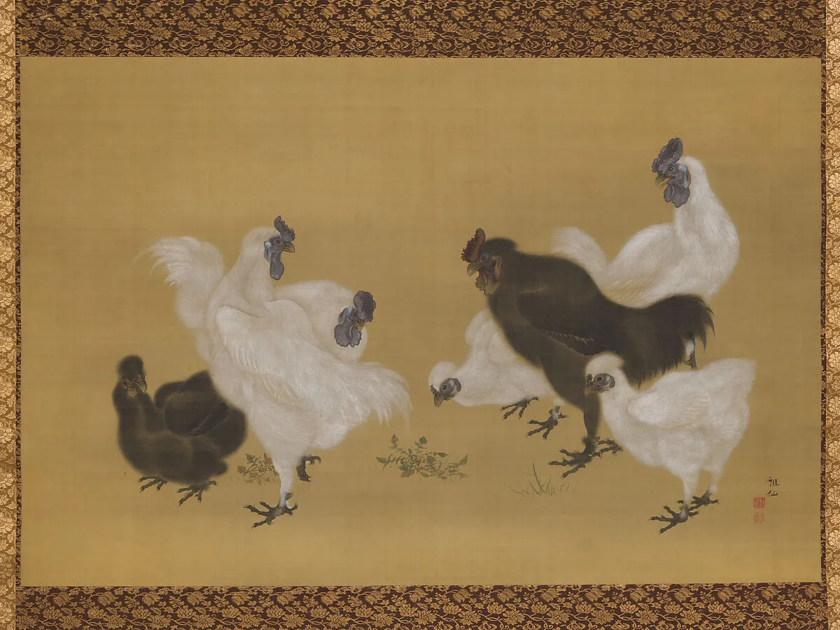 森狙仙筆 烏骨鶏図|Silkies — Mori Sosen