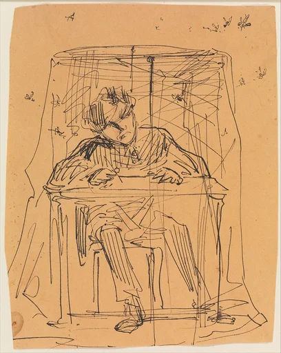 Man at Table beneath Mosquito Net (from Sketchbook)