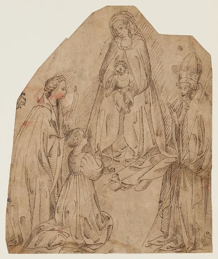 The Madonna and Child with a Female Martyr Saint, a Bishop Saint, and a Female Donor