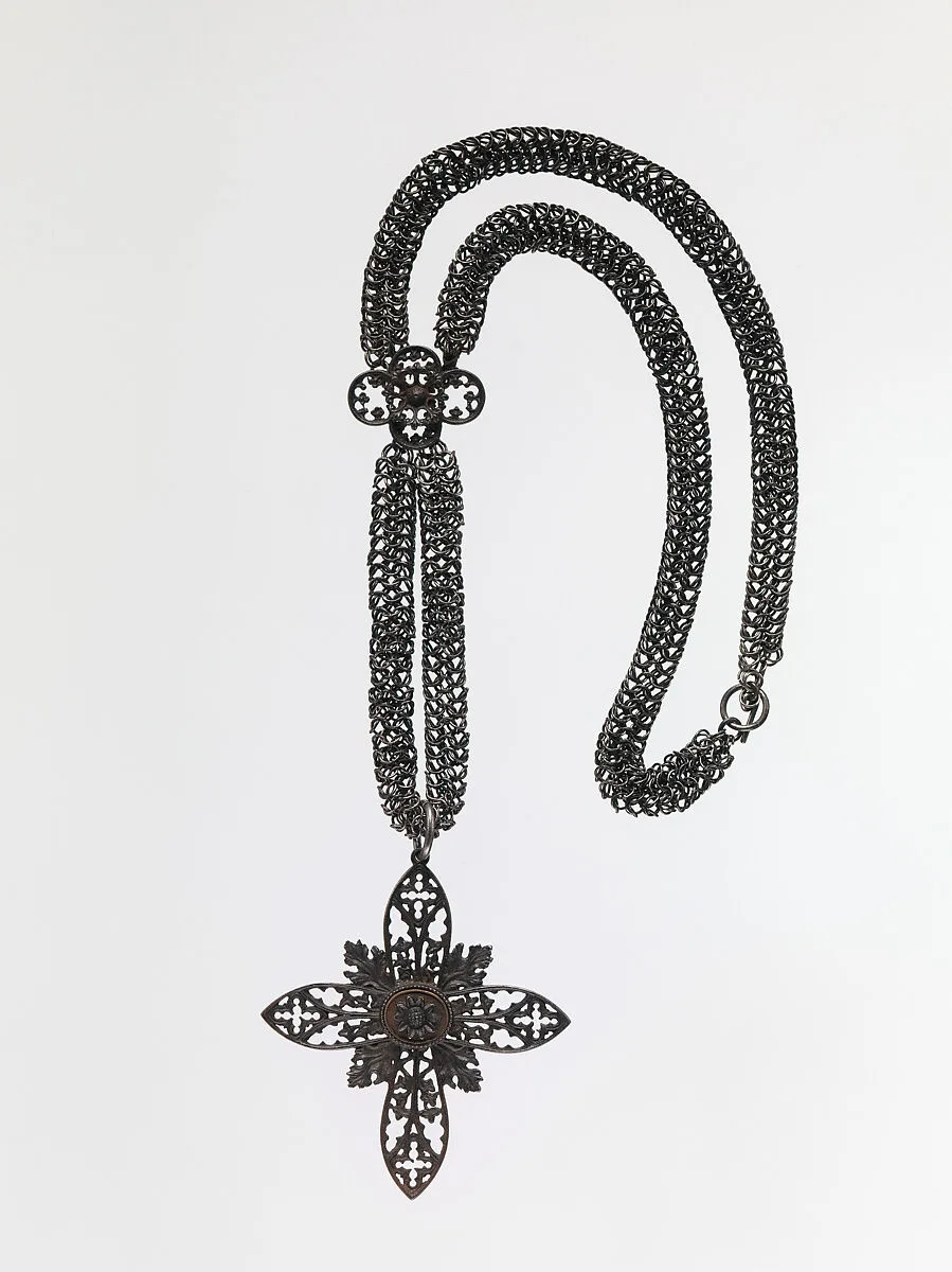 Berlin ironwork necklace with cross pendant — Unknown
