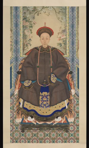 清 佚名 官員朝袍端罩像 軸|Portrait of a man in court robes with fur surcoat