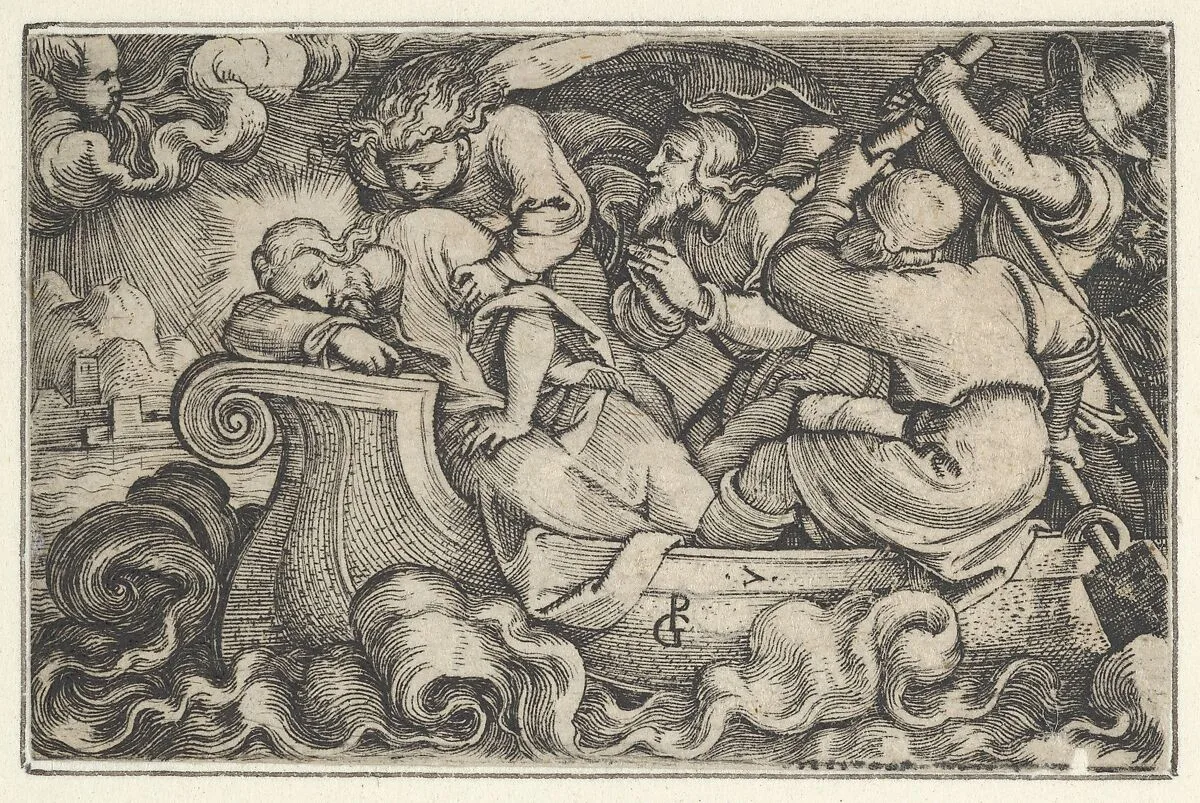 Christ Sleeping During the Storm on Lake Tiberias, from "The Story of Christ" — Georg Pencz