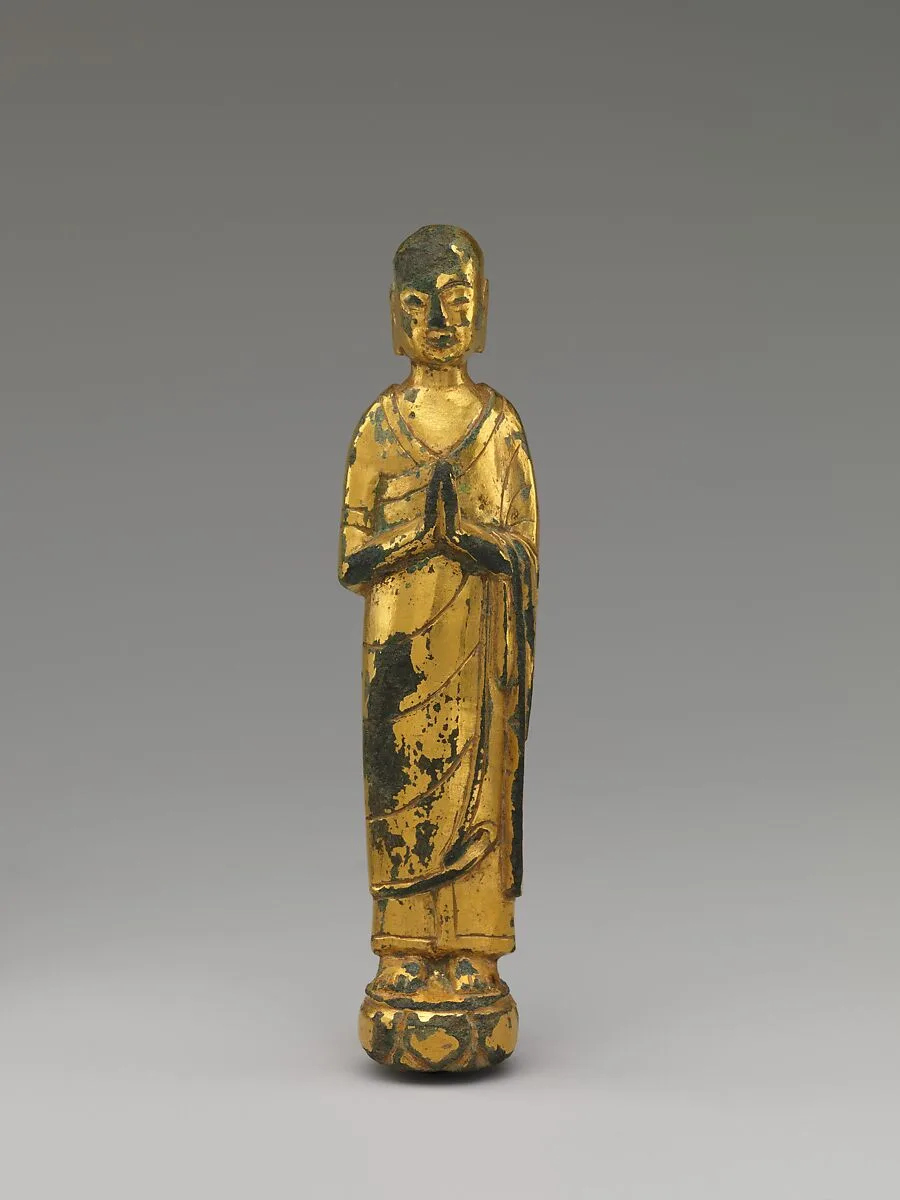 北齊至隋 鎏金青銅脇侍像|Buddhist monk — Unknown