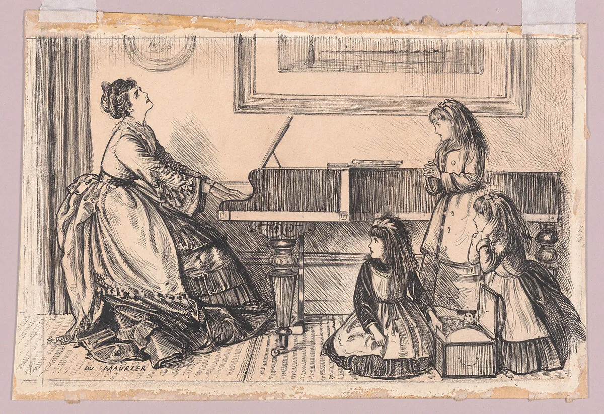 Queen Prima Donna at Home, for "Punch," November 7, 1874 — George Du Maurier