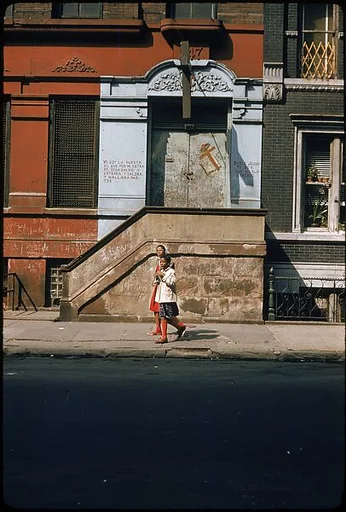[29 Views of New York Streets, Including Building Facades, Sidewalk Graffiti, and Advertisements]