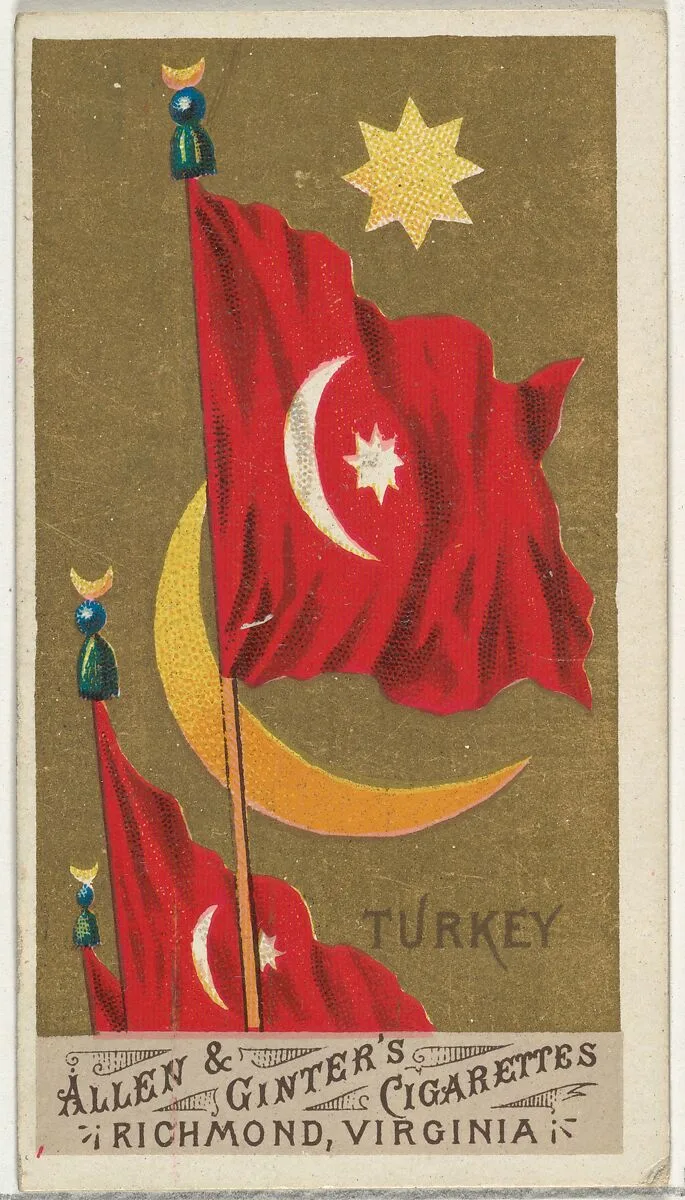 Turkey, from Flags of All Nations, Series 1 (N9) for Allen & Ginter Cigarettes Brands — Allen & Ginter