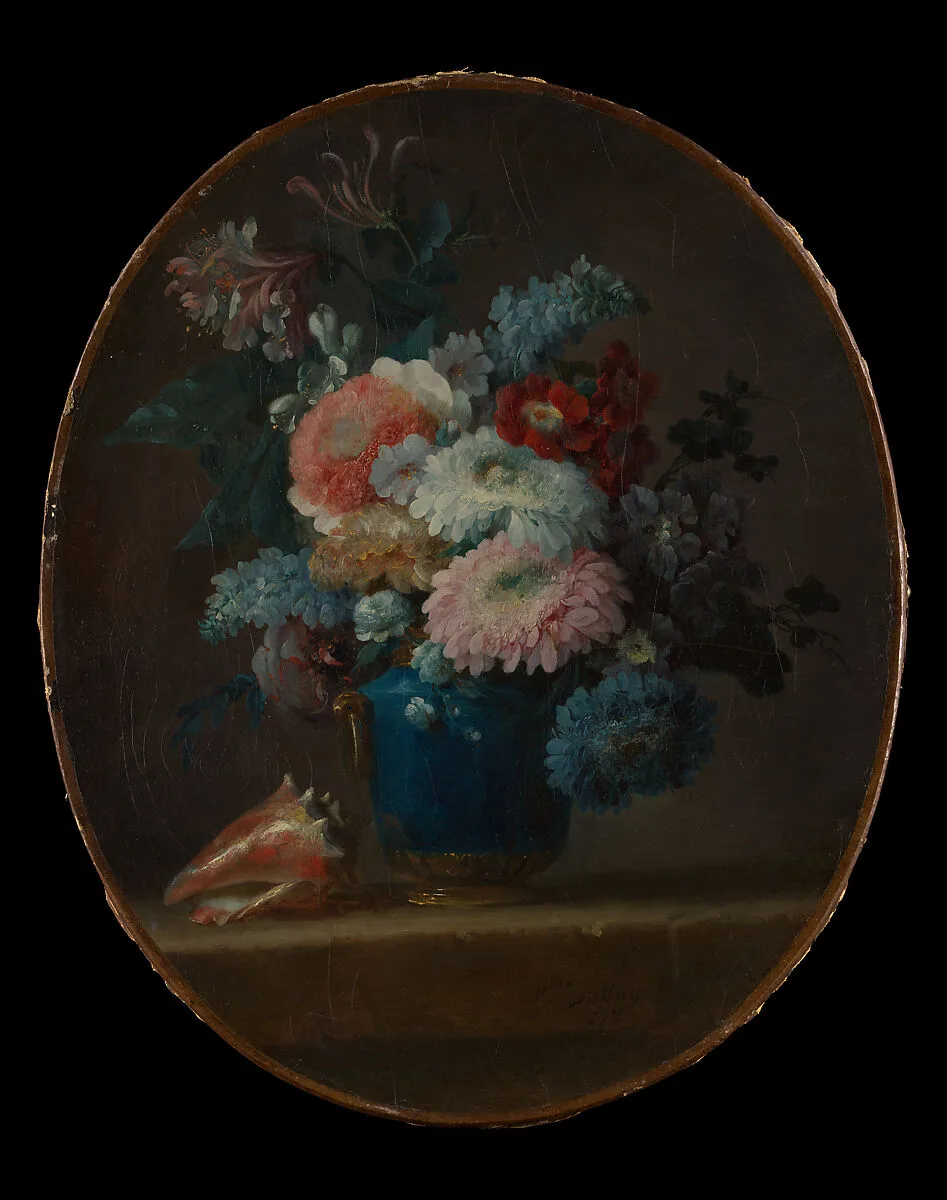Vase of Flowers and Conch Shell — Anne Vallayer-Coster
