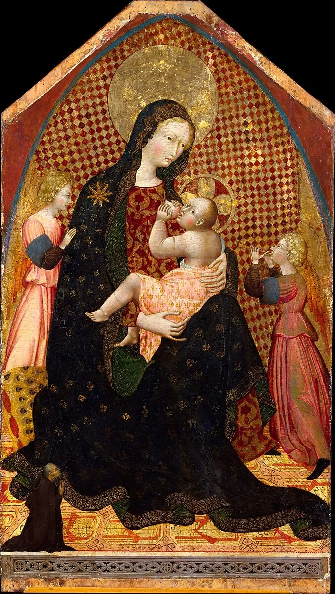 Madonna and Child with Two Angels and a Donor — Giovanni di Paolo (Giovanni di Paolo di Grazia)