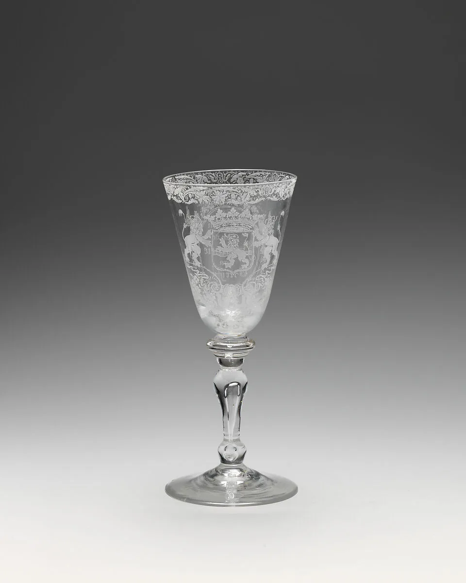 Wineglass with arms of the Province of Overyssel — A. C. Schonck