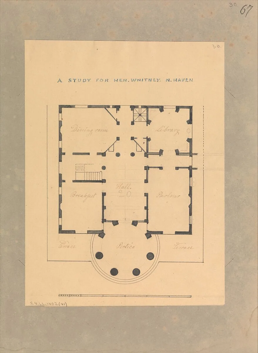 House for Henry Whitney, New Haven, Connecticut (plan) — Alexander Jackson Davis