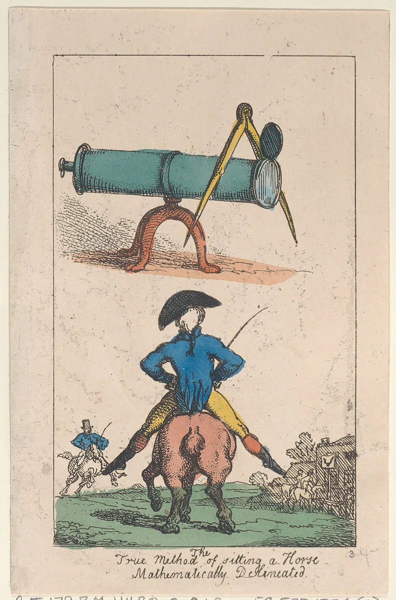 The True Method of Sitting a Horse, Mathematically Delineated — Henry William Bunbury|Thomas Tegg|Thomas Rowlandson|George Murgatroyd Woodward