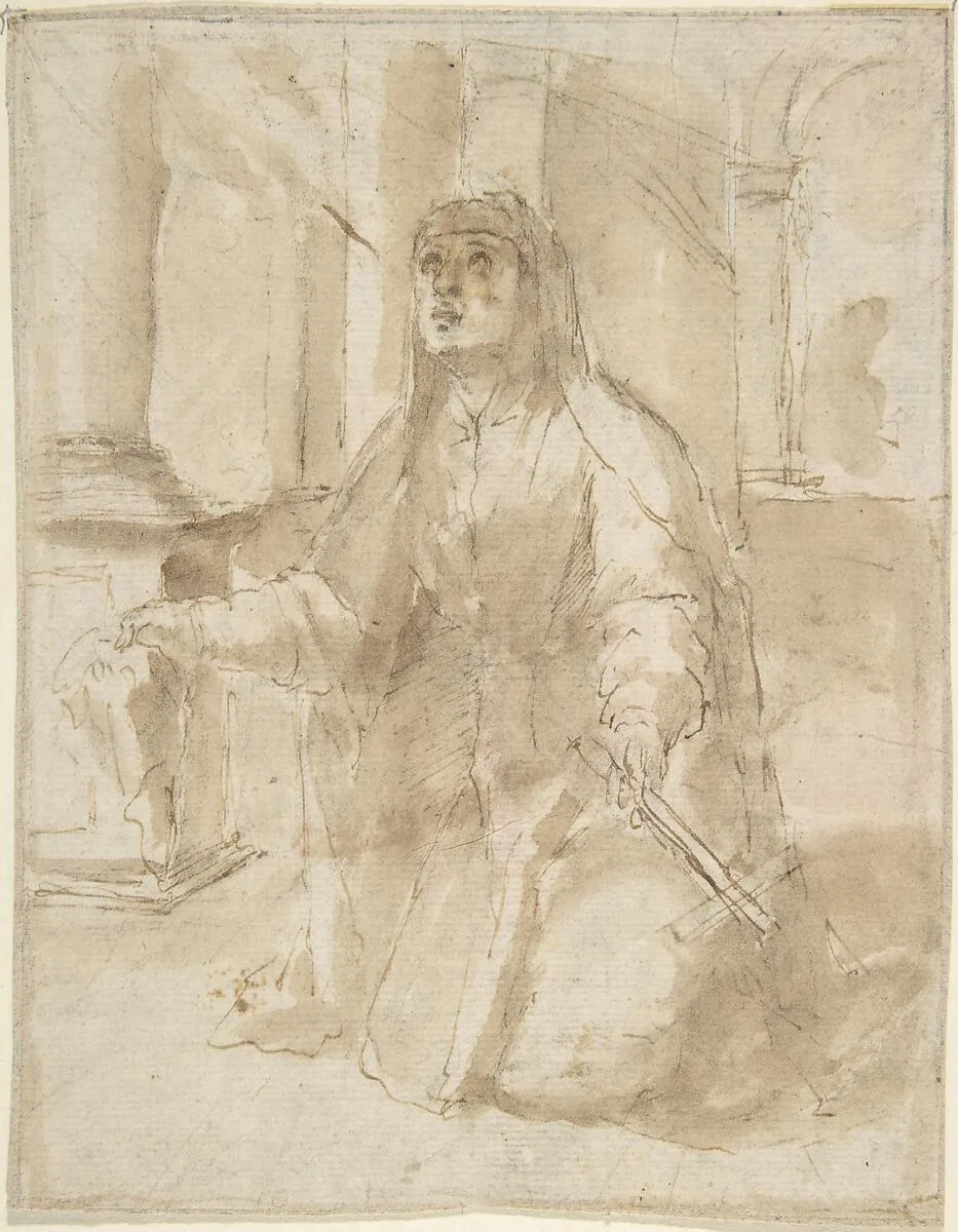 Kneeling Figure of a Nun — Anonymous, Spanish, School of Seville, 17th century