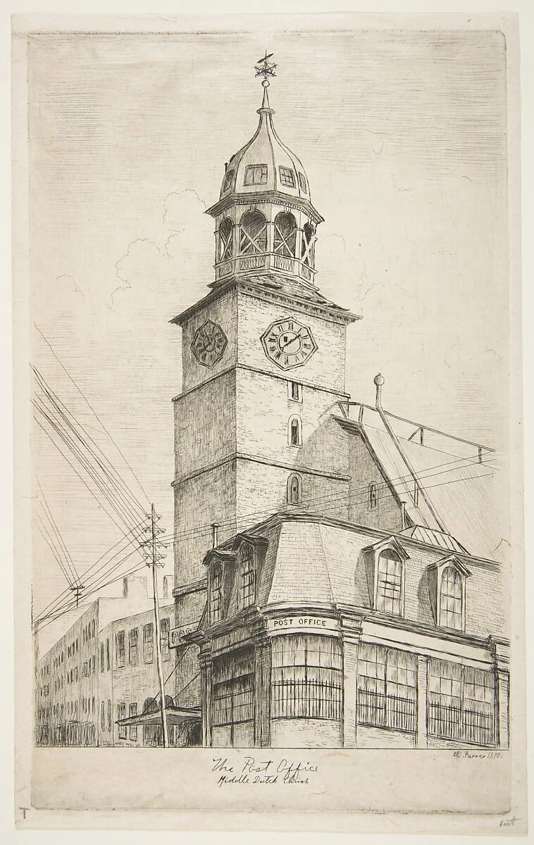 The Post Office, Middle Dutch Church, from "Scenes of Old New York" — Henry Farrer