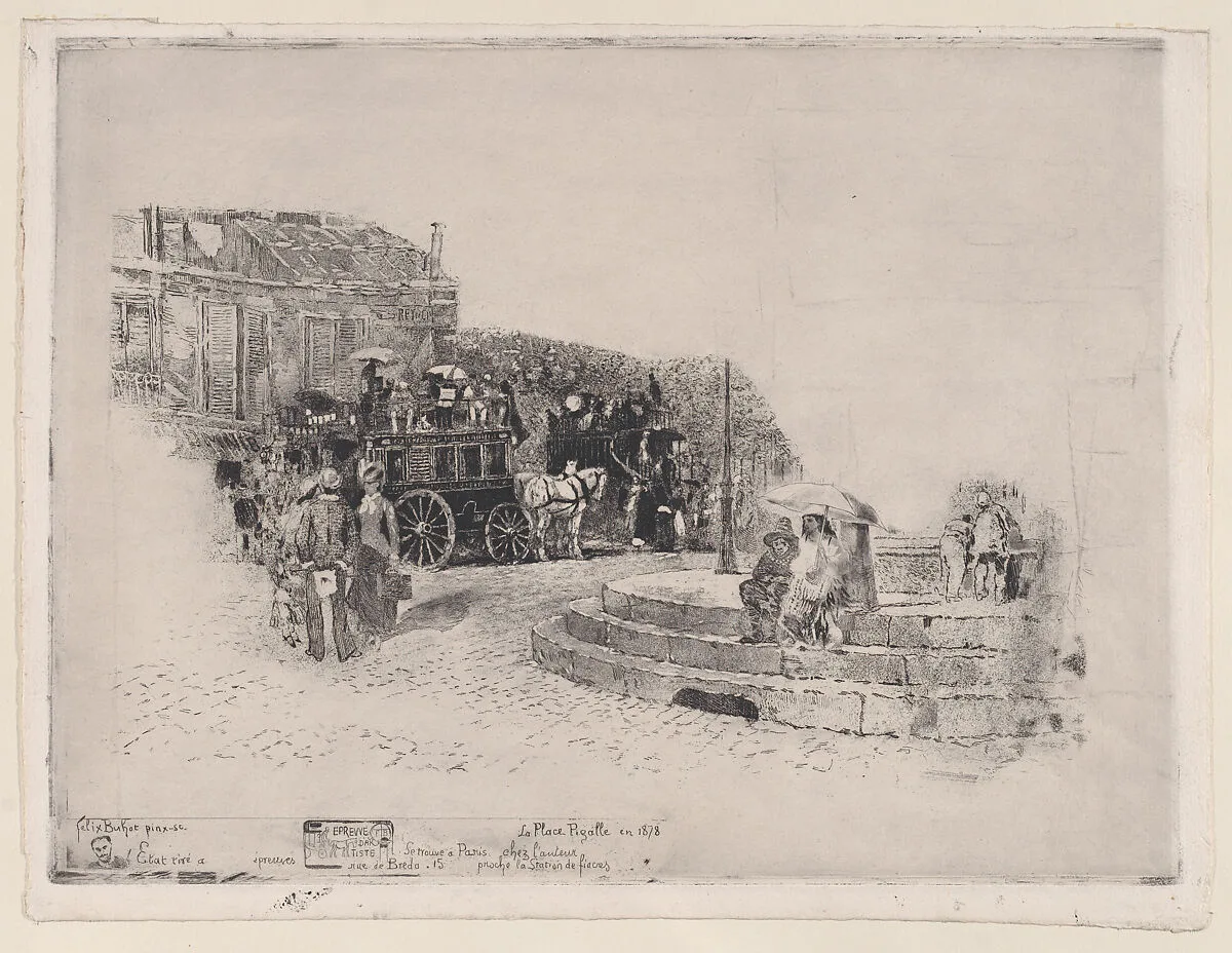 Place Pigalle in 1878 — Félix-Hilaire Buhot