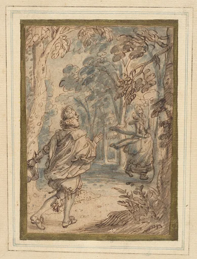 A Young Man Pursuing His Beloved into the Woods