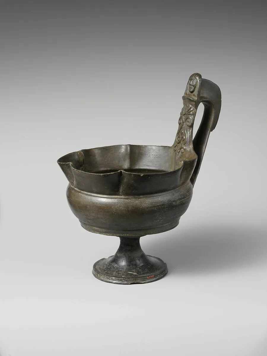 Terracotta stemmed kyathos (single-handled cup) — Unknown