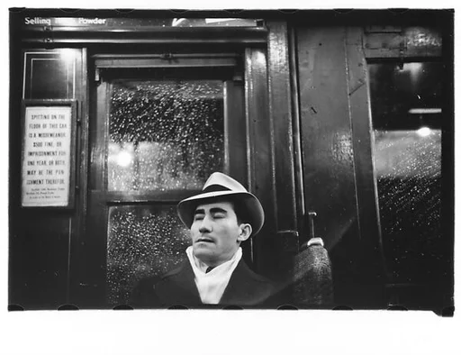 [Four 35mm Film Frames: Subway Passengers, New York City: Man in Hat, Western Union Telegram Boy]