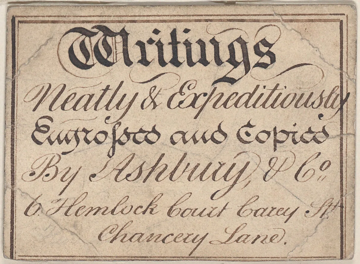 Trade Card for Ashbury & Co., Printer — Anonymous, British, 19th century