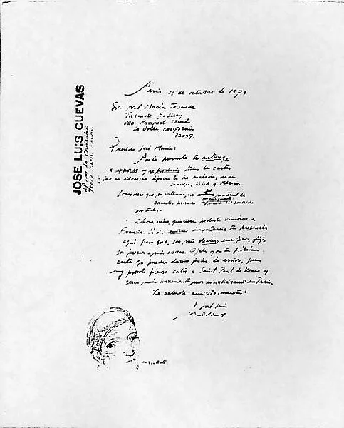 Letter and Self-Portrait — José Luis Cuevas