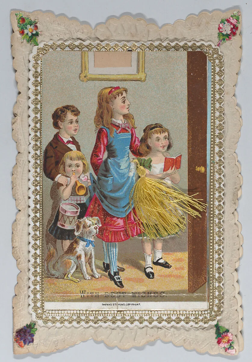 Valentine - Mechanical - pull down tassel reveals scene — Anonymous, British, 19th century