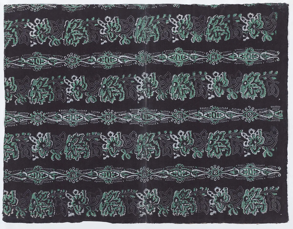 Sheet with four borders with abstract patterns — Anonymous