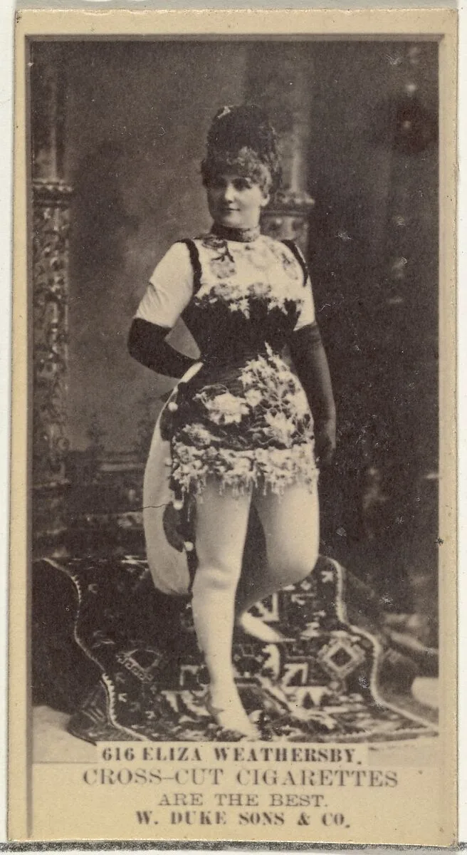 Card Number 616, Eliza Weathersby, from the Actors and Actresses series (N145-3) issued by Duke Sons & Co. to promote Cross Cut Cigarettes — W. Duke, Sons & Co.