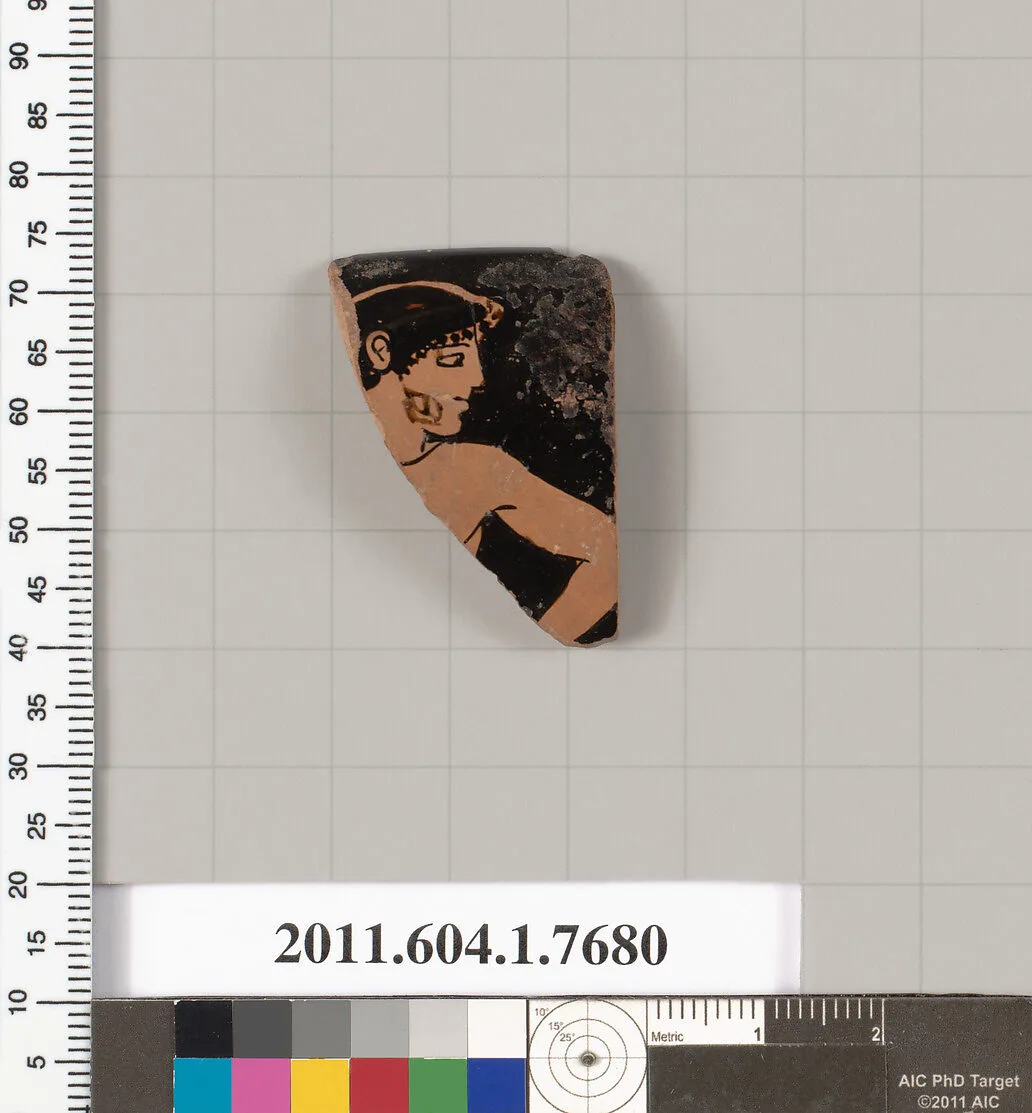 Terracotta rim fragment of a kylix (drinking cup) — Boot Painter