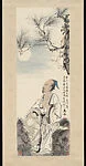 近代 鄧芬 邀月對飲圖 軸|Drinking in Moonlight