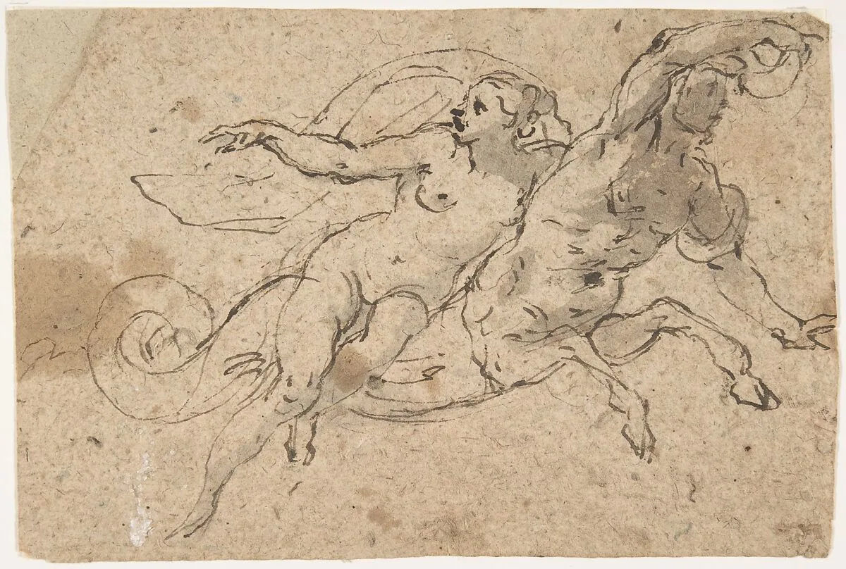 Nude Female Riding on a Triton's Back — Micco Spadaro (Domenico Gargiulo)