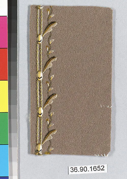 Embroidery sample for a man’s suit — Unknown