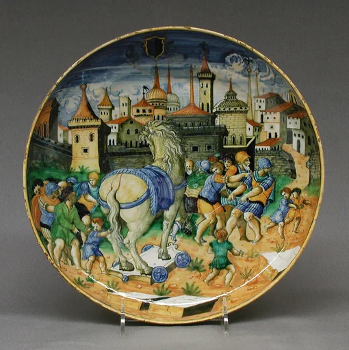 Dish depicting the Trojan Horse